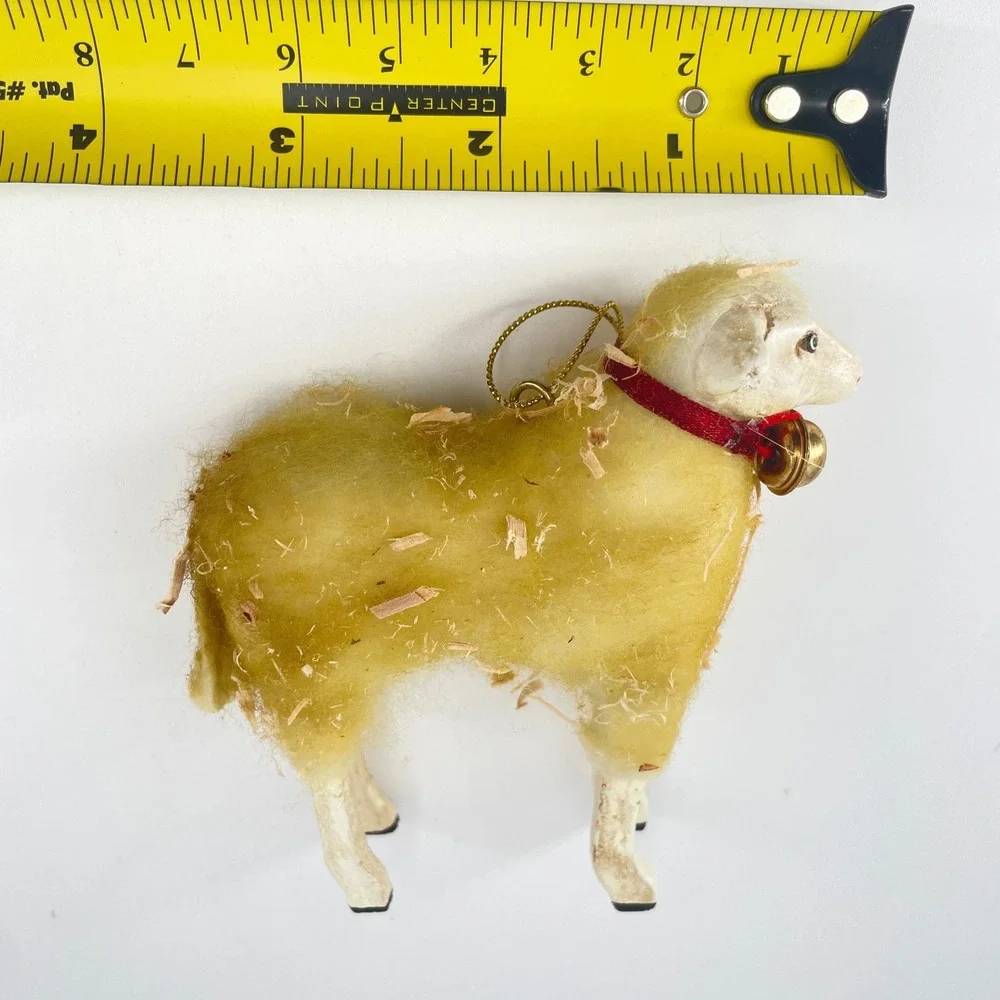 Vickie Smyers Sheep Ornament Yellow 4x4 2005 Primitive Folk Art ESC Trading